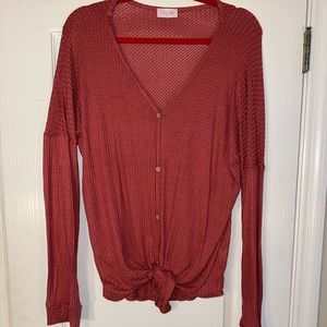 NWOT Pink Lily soft rust lightweight waffle knit